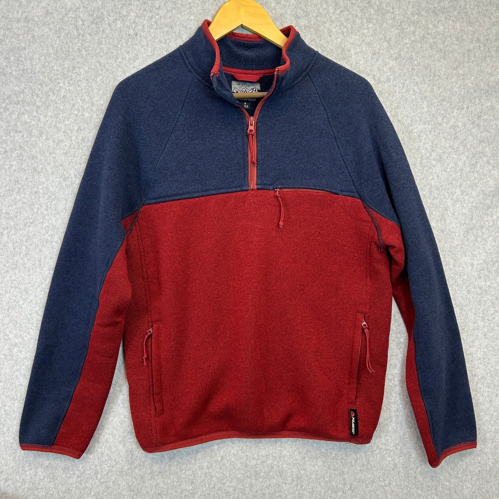 J.Crew Mens Small Nordic Polartec Fleece Pullover Sweater Blue Red Colorblock